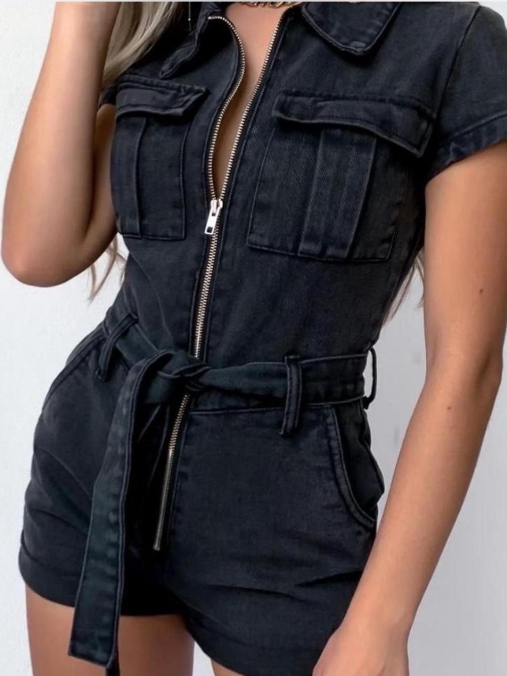 White Fox Summer of Love Playsuit Romper Size XS NWT Black